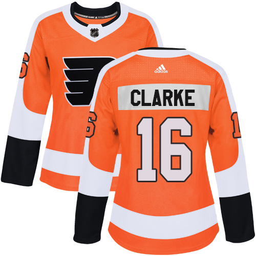 Adidas Philadelphia Flyers #16 Bobby Clarke Orange Home Authentic Women Stitched NHL Jersey